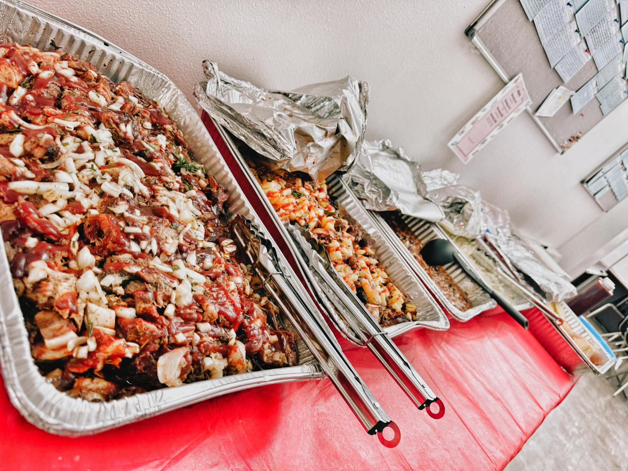 Pig O'Latte's BBQ catering trays prepared for a workplace lunch in Grants Pass Oregon